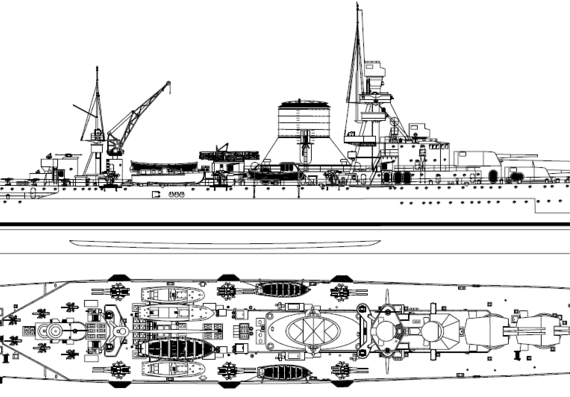Корабль ARA Veinticinco de Mayo C-2 [Heavy Cruiser] (1945) - чертежи, габариты, рисунки